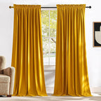 NICETOWN Yellowish Gold Velvet Curtains 108 inches Long, Bedroom Velvet Window by NICETOWN