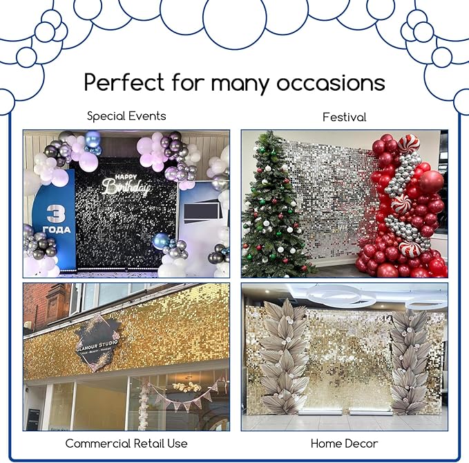 COKAOBE Silver Shimmer Wall Backdrop, Photo Backdrops - Image 4