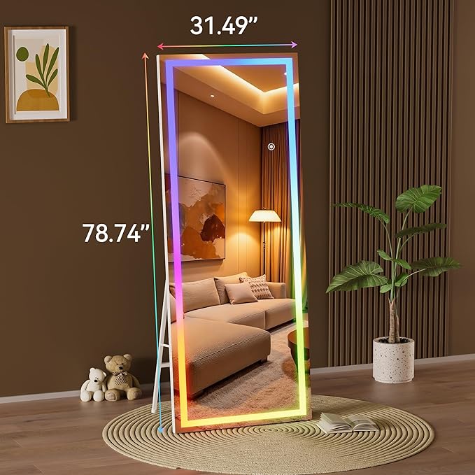 Hasipu 79"x31" LED RGB Bluetooth Full Length Mirror - Image 5