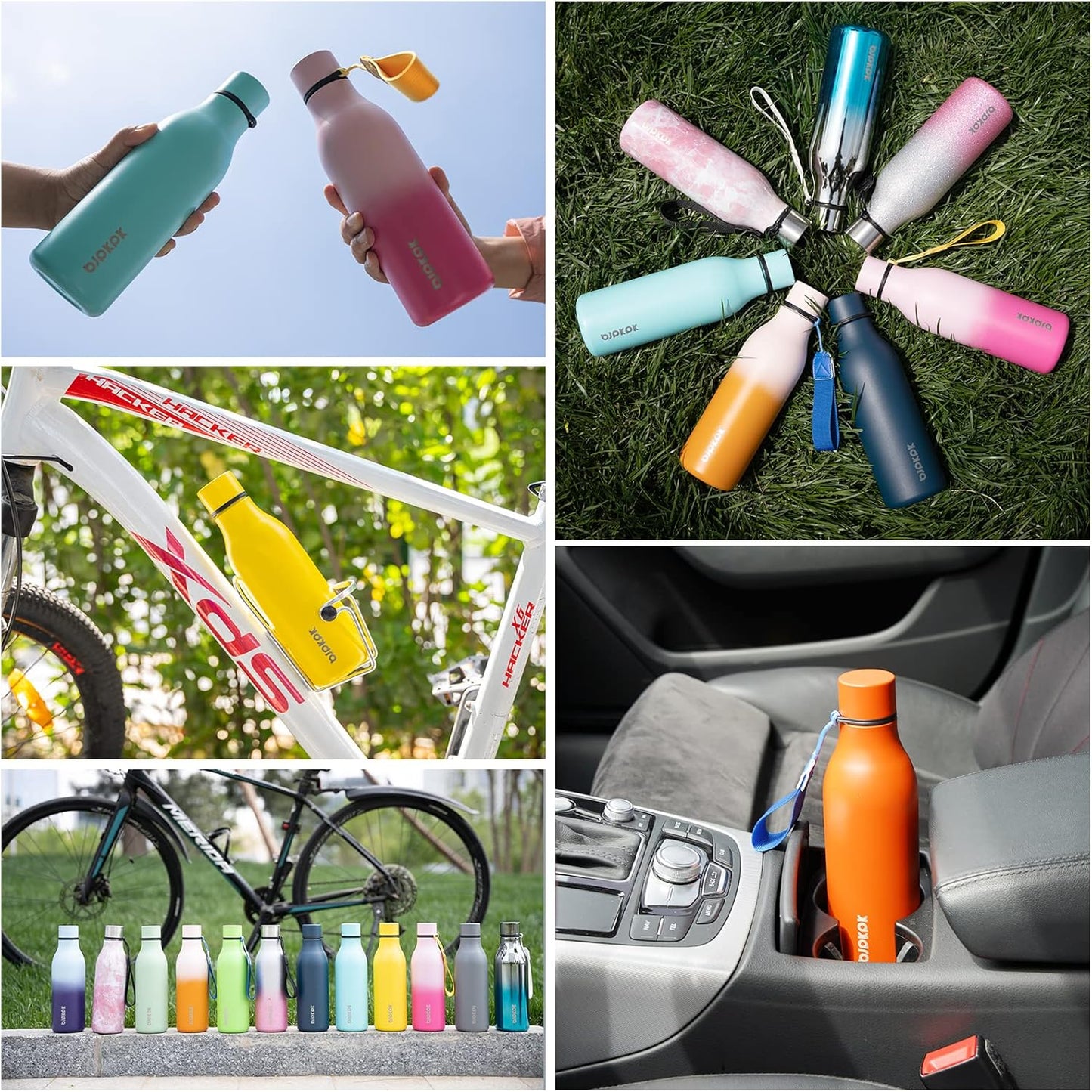 BJPKPK Insulated Water Bottles, 18 oz Stainless Steel Metal Water Bottle with Strap, BPA Free Leak Proof Thermos, Mugs, Flasks, Reusable Water Bottle for Sports & Travel, Red