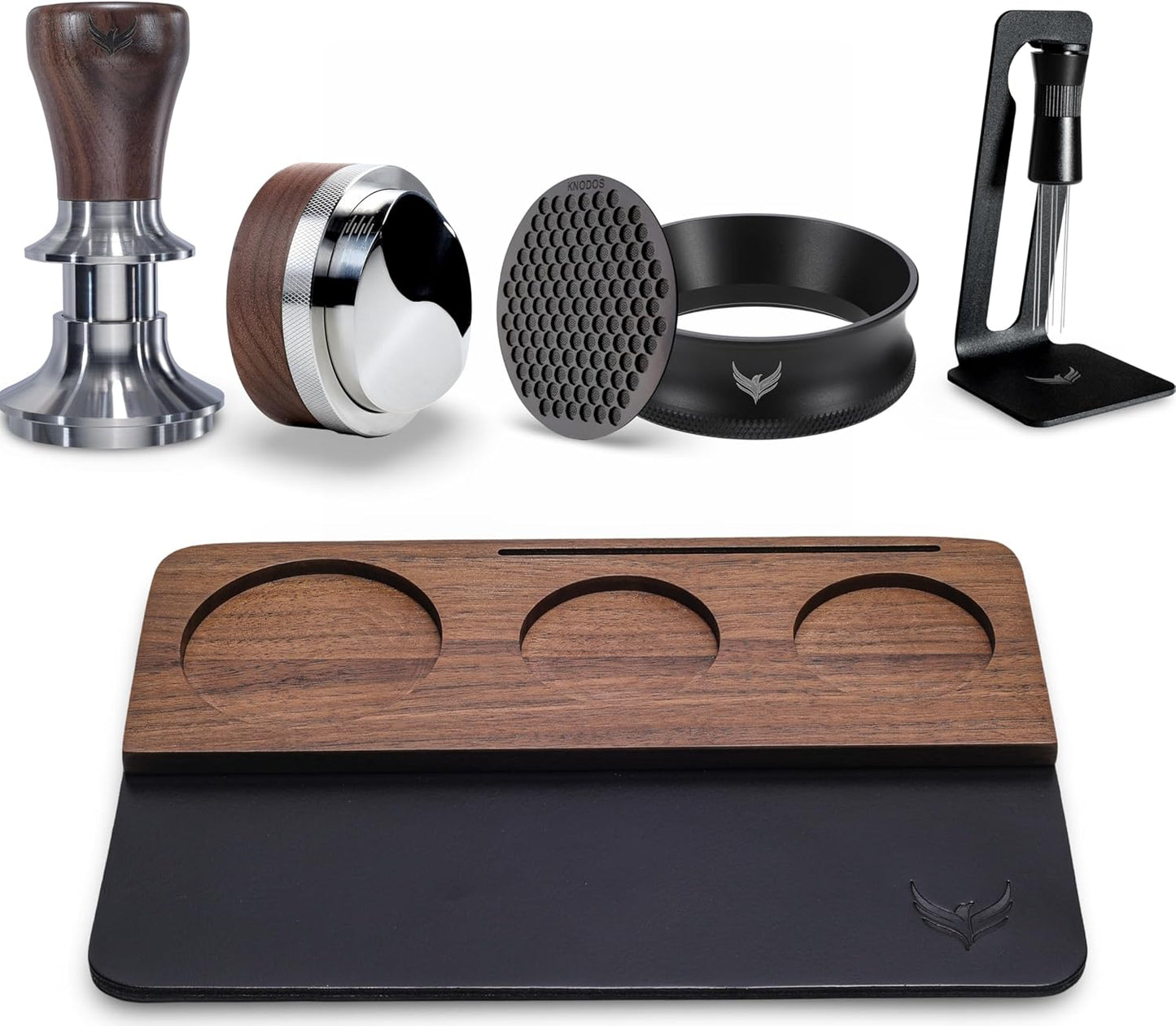 51.5mm Espresso Tamper Kit for La Pavoni Europiccola, Professional, Stradivari & Post-Millennium Models – Tamper, Distributor, Dosing Funnel, Puck Screen, WDT Tool & Walnut Tamping Mat