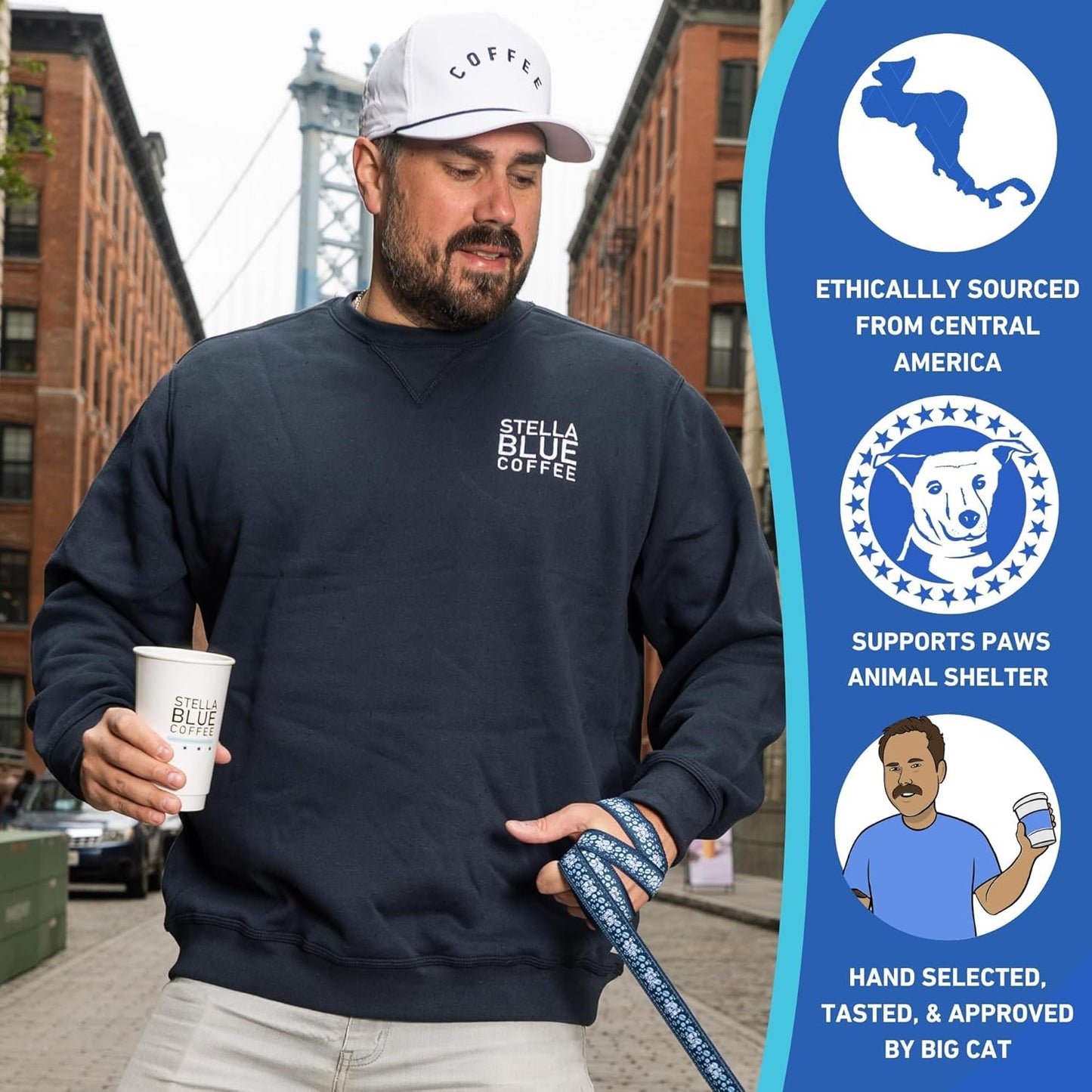 STELLA BLUE Fresh Cold Brew Coffee | Miss Peaches Blend | 100% Single Origin Arabica MEDIUM Roast | Ethically & Sustainably Sourced from Colombia | Helps Support PAWS Chicago | 6 Packets to Make 24 Cups