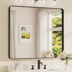 TETOTE Black Framed Mirrors for Bathroom, 42 x 36 Inch Modern Decorative Wall by TETOTE