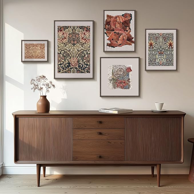Framed William Morris Gallery Wall Art Set of 5, Vintage Colorful Botanical - Image 3