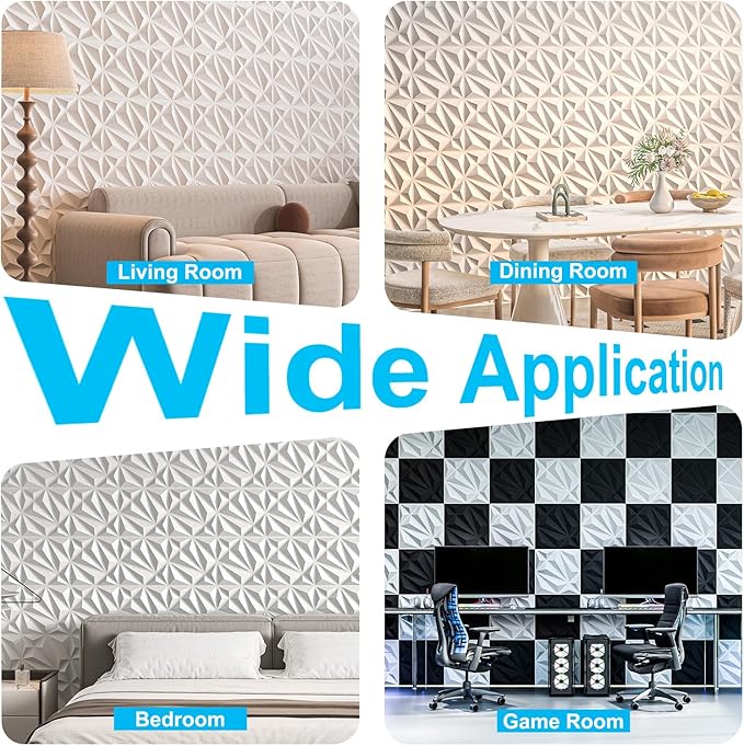 Art3d 33-Pack 3D Wall Panel for Interior Wall Décor, Diamond Textured PVC - Image 8