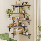 Fixwal Corner Floating Shelves Set of 5, Rustic Wood Wall Mounted Corner Shelf - Image 5