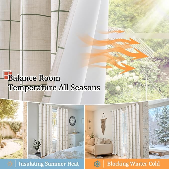 Lajode Plaid Patterned Curtains Thermal Insulated - Image 7