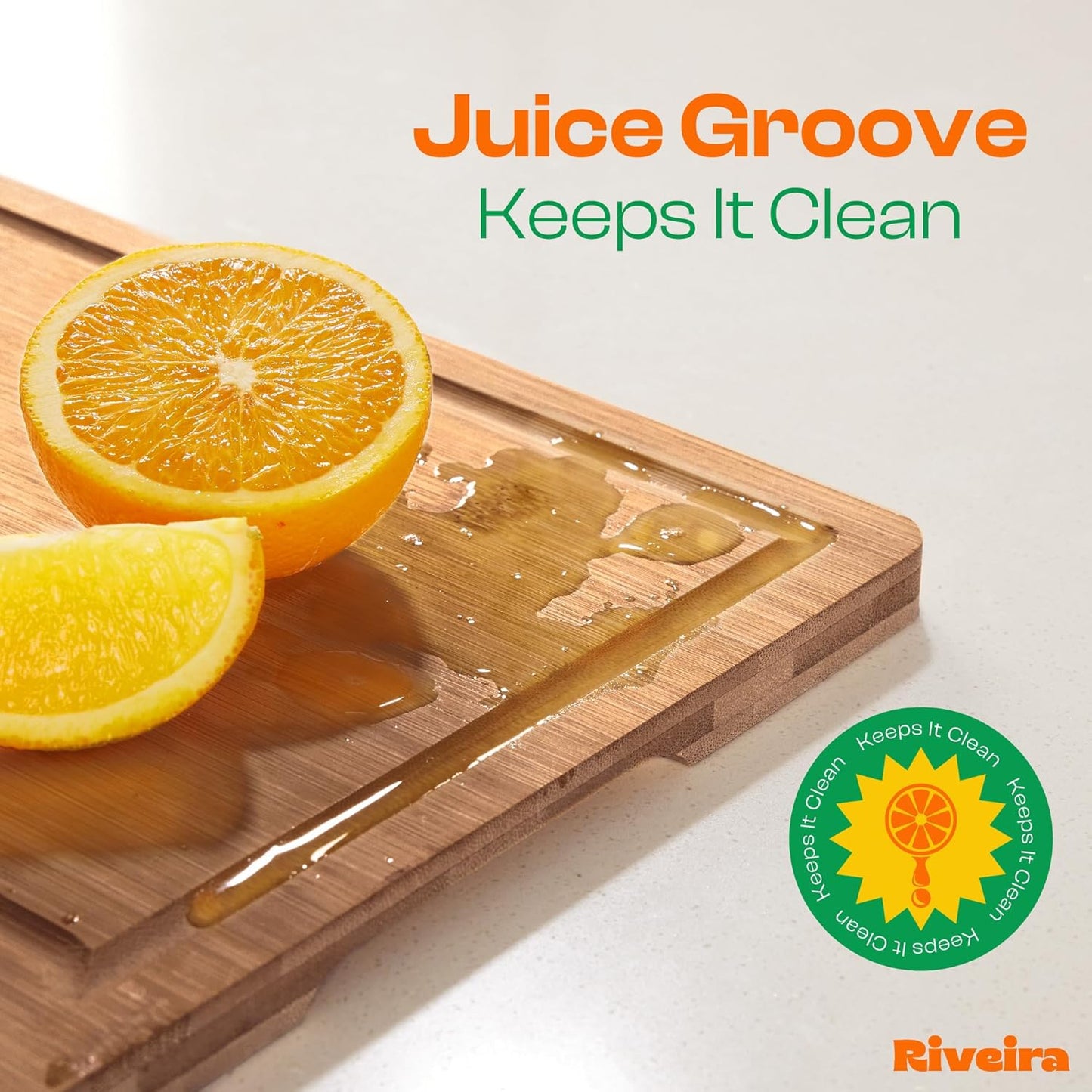 Riveira Brown Bamboo Wood Cutting Board – Gourmet Bamboo Grandeur: 15 x 10 Wooden Cutting Board – Wooden Cutting Boards For Kitchen Decorative – Innovative Juice Grooves Wooden Chopping Board