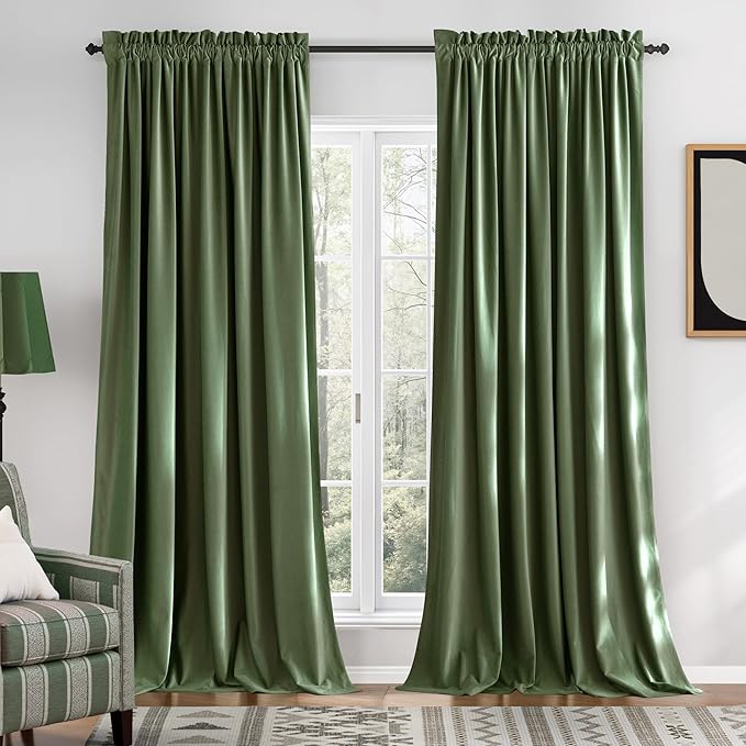 NICETOWN Sage Green Blackout Curtains 72 inches Long 2 Panels, Farmhouse and by NICETOWN