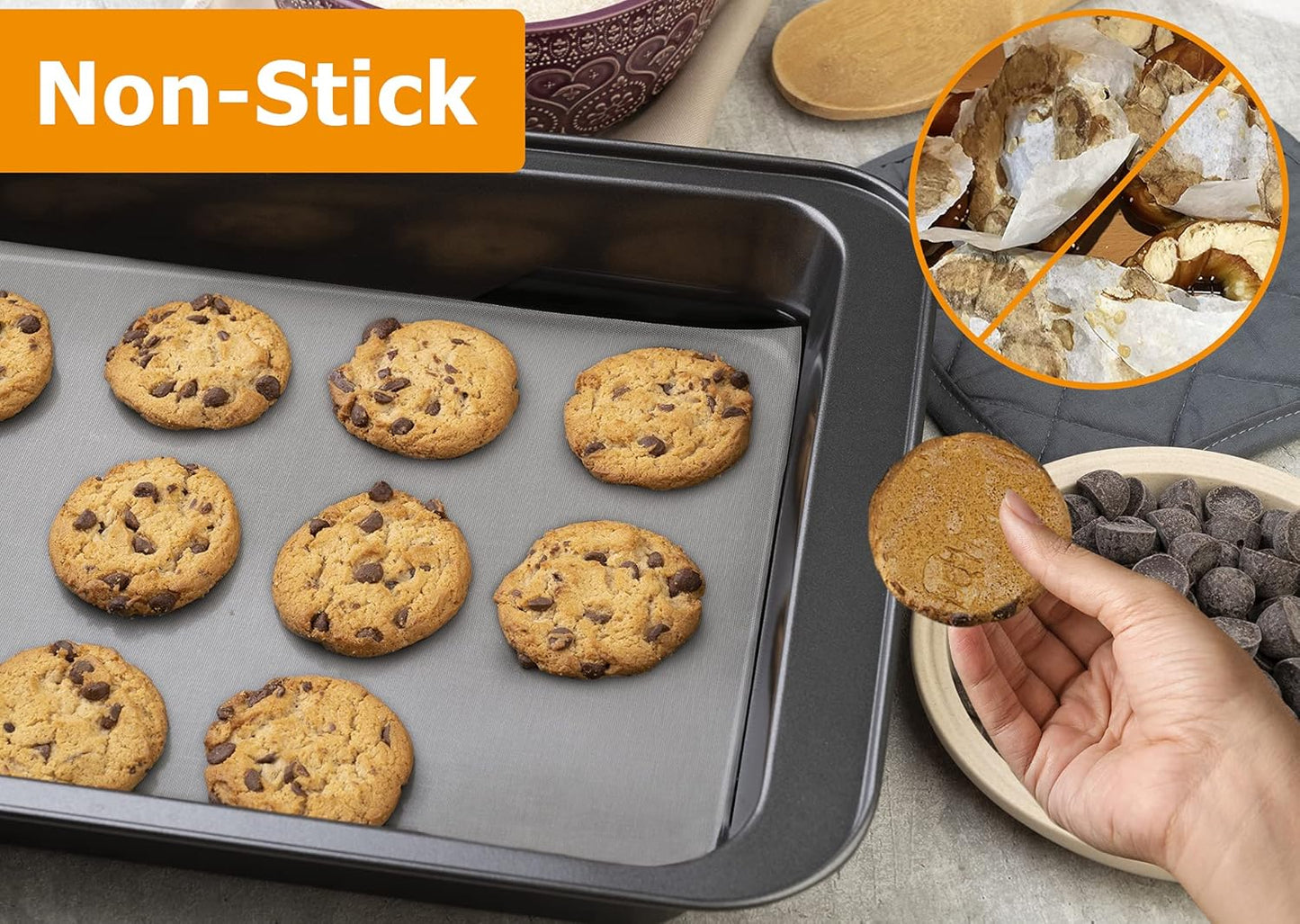 Silicone Baking Mat Roll - Best German Silicone - Non-slip Silicone Pastry Mat, Non-Stick Reusable Air Fryer Linner, Counter Mat, Oven Liner, Freeze Dryer Mat - 16IN x 8FT