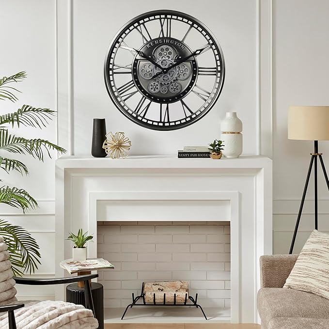 CLXEAST 21 Inch Modern Moving Gears Wall Clock - Image 6