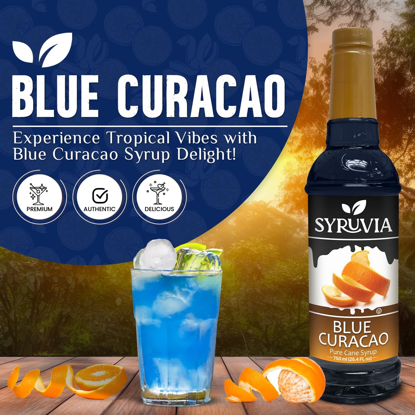 Syruvia Chocolate Chip Cookie Dough & Blue Curacao Syrup - 25.4 fl oz. Premium Coffee Flavoring Syrup. Kosher, and Gluten-Free. Ideal for Enhancing Drinks, Sodas, Shakes, Desserts, and More.