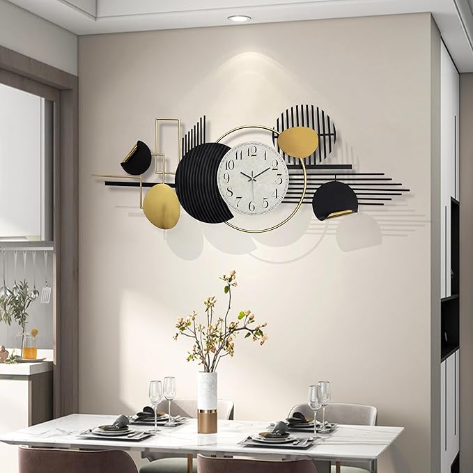 ERMOFAV Metal Wall Art, Abstract Modern Creative Geometric Round Art Decor 56" - Image 5