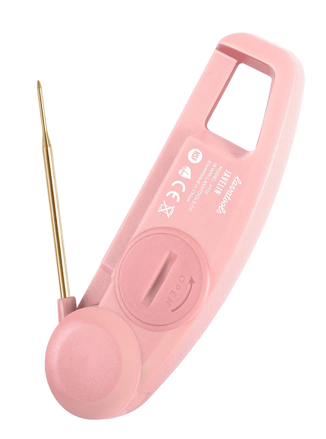 Lavatools Javelin® Ultra-Fast 3-Second Digital Instant Read Meat Thermometer for Grill and Cooking, 2.75" Probe, Compact Foldable Design, Large Display, IP65 Water Resistant, NSF Certified – Rhubarb