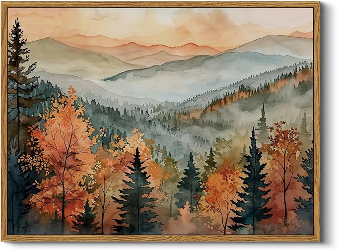 InSimSea Framed Canvas Wall Art Vintage Decor, Fall Pictures Home Bathroom Wall by InSimSeaArt