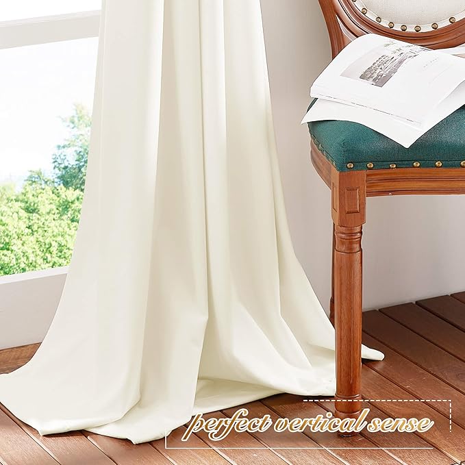 NICETOWN Ivory White Velvet Curtains 144" Length 52" Wide, Luxury and Thick - Image 8