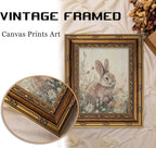 Vintage Gold Framed Easter Bunny Wall Art Spring Rabbit and Wildflowers - Image 4