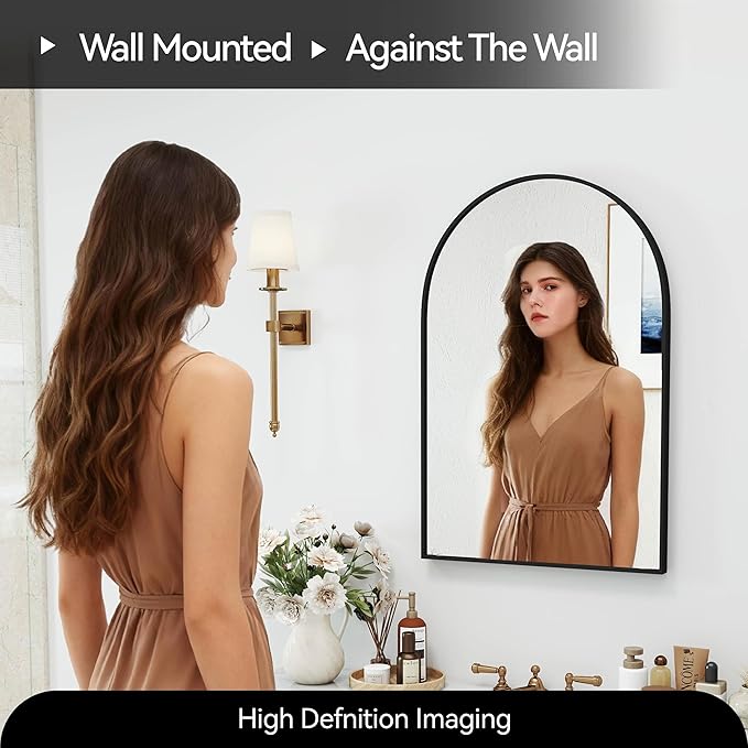 SCWF-GZ 30x20 Arch Mirror Rectangle Wall Mounted Hanging or Against Wall - Image 7