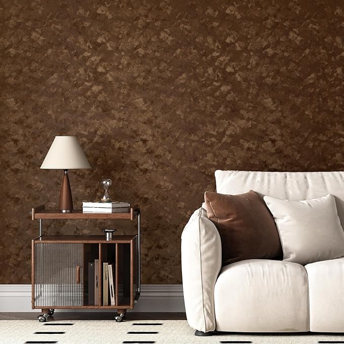 Wallercity Deep Brown Velvet Peel and Stick Wallpaper Self Adhesive Felt Sheets - Image 6