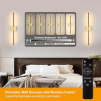 Morauroral 40″ Walnut Battery Operated Wall Sconces Set of Two, Dimmable Wall - Image 3