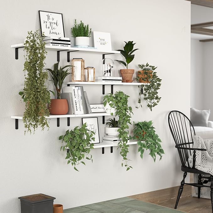DOLLFIO Floating Shelves, 8 Sets Wall Shelves, Wooden Floating Shelves - Image 4
