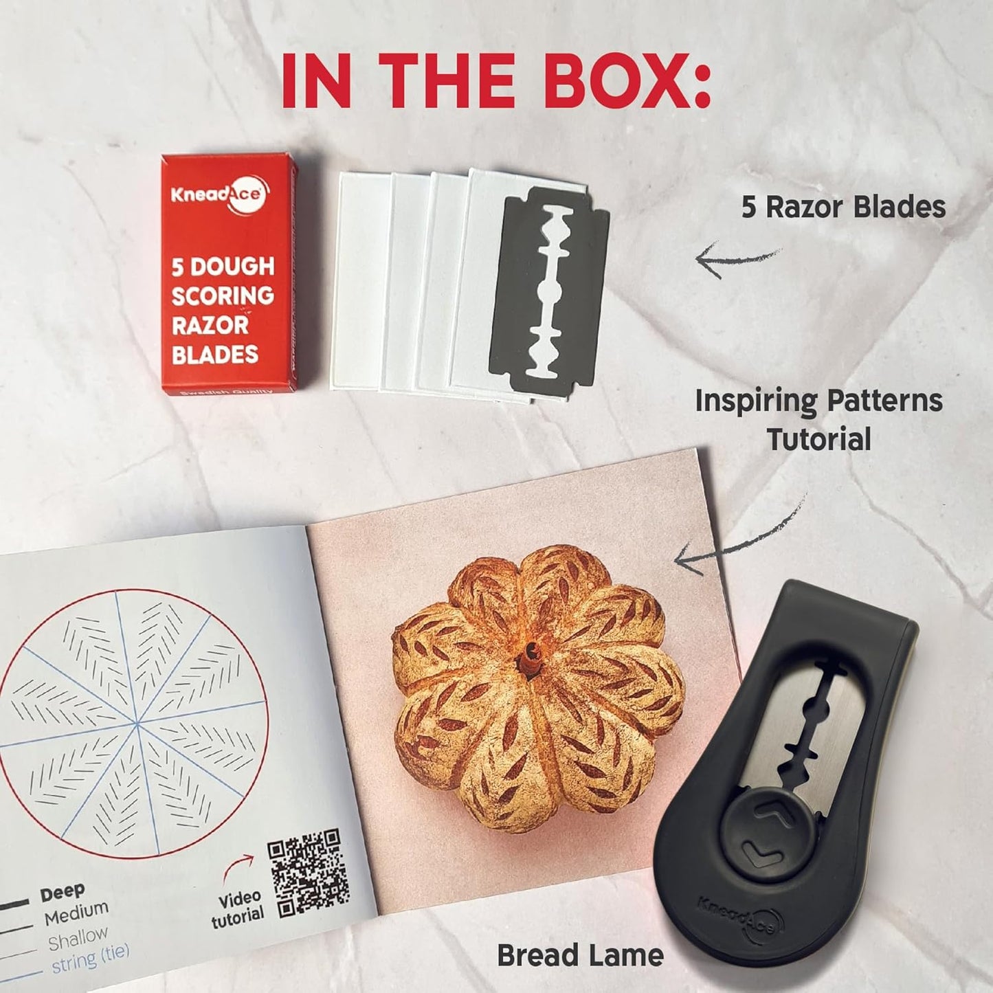 Upgraded Magnetic Bread Lame, Professional Dough Scoring Tool with Extractable Blade, Sourdough Bread Tool for Baking, Includes Scoring Pattern Booklet & 5 Replaceable Razor Blades