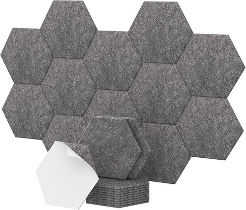 12 Pack Hexagon Acoustic Panels, TONOR 12"x 10"x 0.4" High Density Sound Proof by TONOR