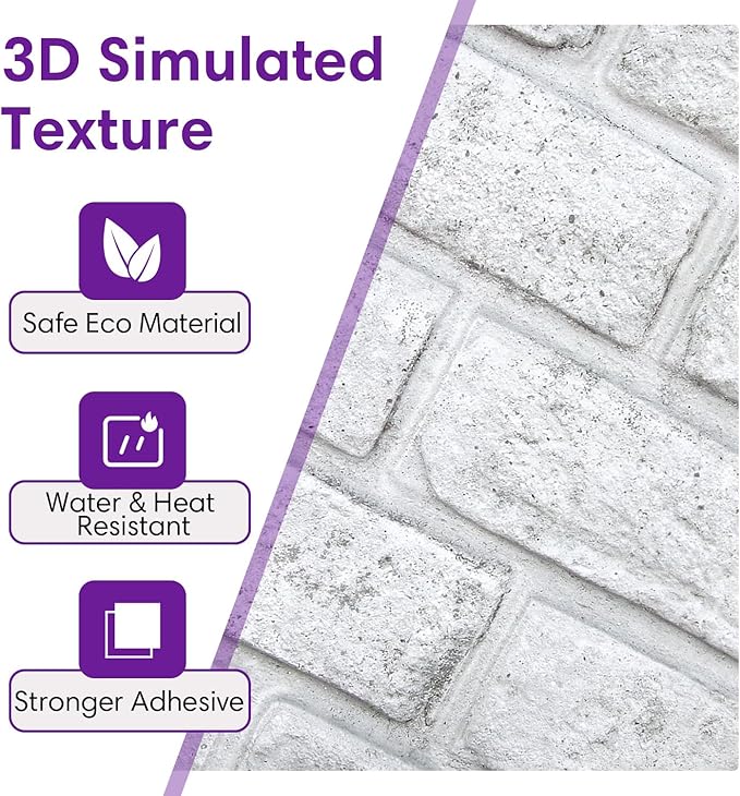 3D Faux Brick Wall Panels Peel and Stick, Small Brick-Look Textured Wall Sticker - Image 4