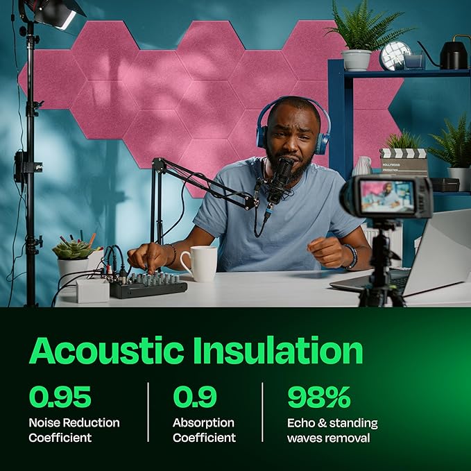 Acoustic Panels 12-Pack Soundproof Wall Panels 14"X12.1"X0.4" Sound Panels High - Image 3
