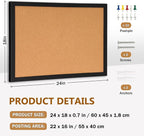 DOLLAR BOSS Cork Board for Wall 24" x 18" Bulletin Board for Wall - Image 4