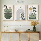 Framed Sage Green Boho Wall Art Bedroom, 3 Piece Bohemian Botanical Paintings - Image 3