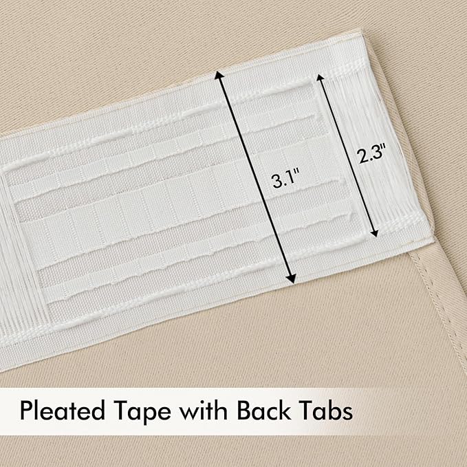 MIULEE Cream Beige Back Tab Light Blocking Curtains 100 Inch Length 2 Panels Set - Image 4