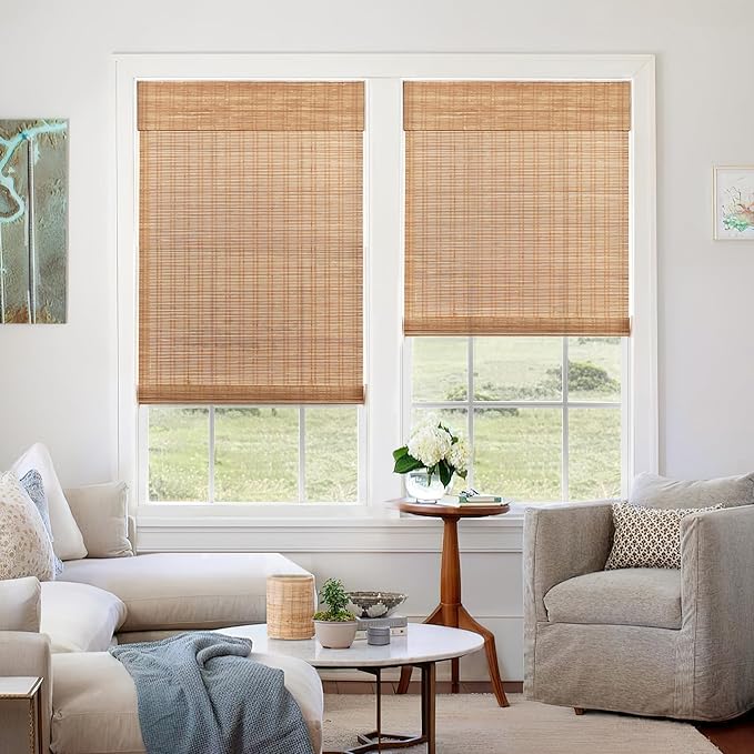LazBlinds No Tools No Drill Cordless Bamboo Roman Shades, Custom Light - Image 4