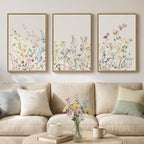 3 Piece Framed Watercolor Floral Canvas Wall Art - Image 2