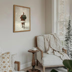 Framed Christmas Wall Art, Santa Claus Walk in Snow Canvas Prints, Vintage - Image 4