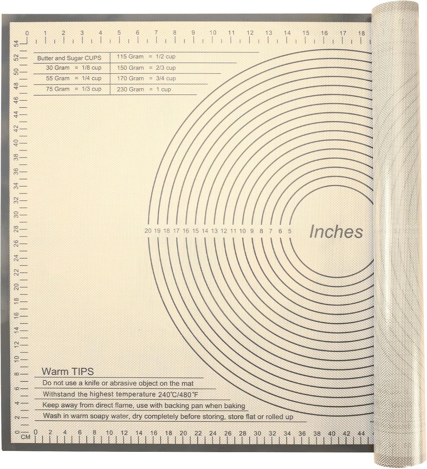 Silicone Pastry Mat 34 X 26 Inch - Nonstick Baking Mat Perfect for Dough, Pastry, Pie Crust, Fondant, Bread, Cookies, Pasta, Pizza