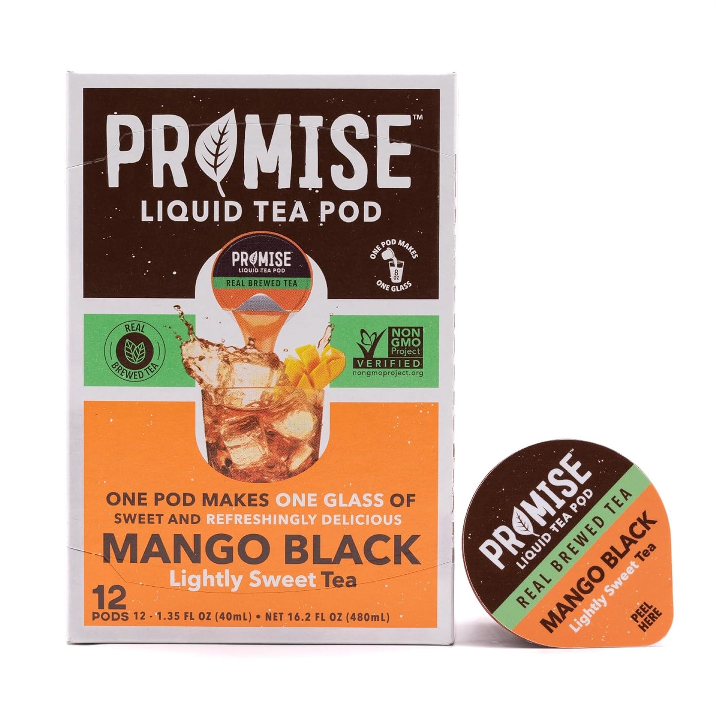 Promise Tea by Java House - Cold-Brewed Tea Concentrate Pods - Ethically Sourced - Mango Black Lightly Sweet Tea - Pack of 12