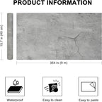 WADILE Light Gray Concrete Wallpaper 15.7 in * 354 in, Cement Contact Paper 3D - Image 2