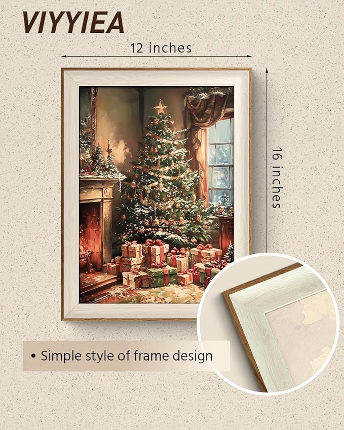 VIYYIEA Winter Framed Wall Art for Living Room, Christmas Tree Canvas Prints - Image 3