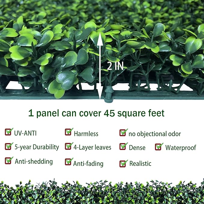 ODTORY Artificial Ivy Privacy Fence Wall Screen: 40X160 in UV-Anti Faux Boxwood - Image 3