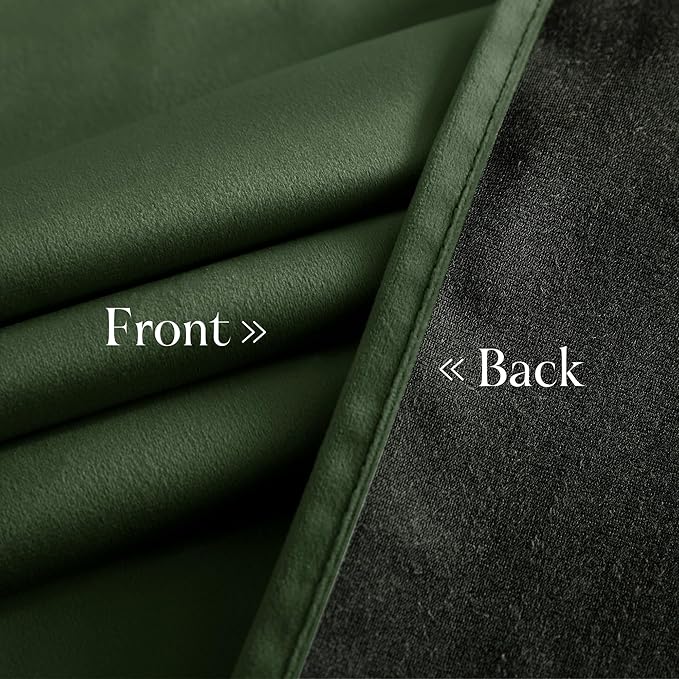 NICETOWN Olive Green Velvet Blackout Curtains 80 inch Long - Image 7