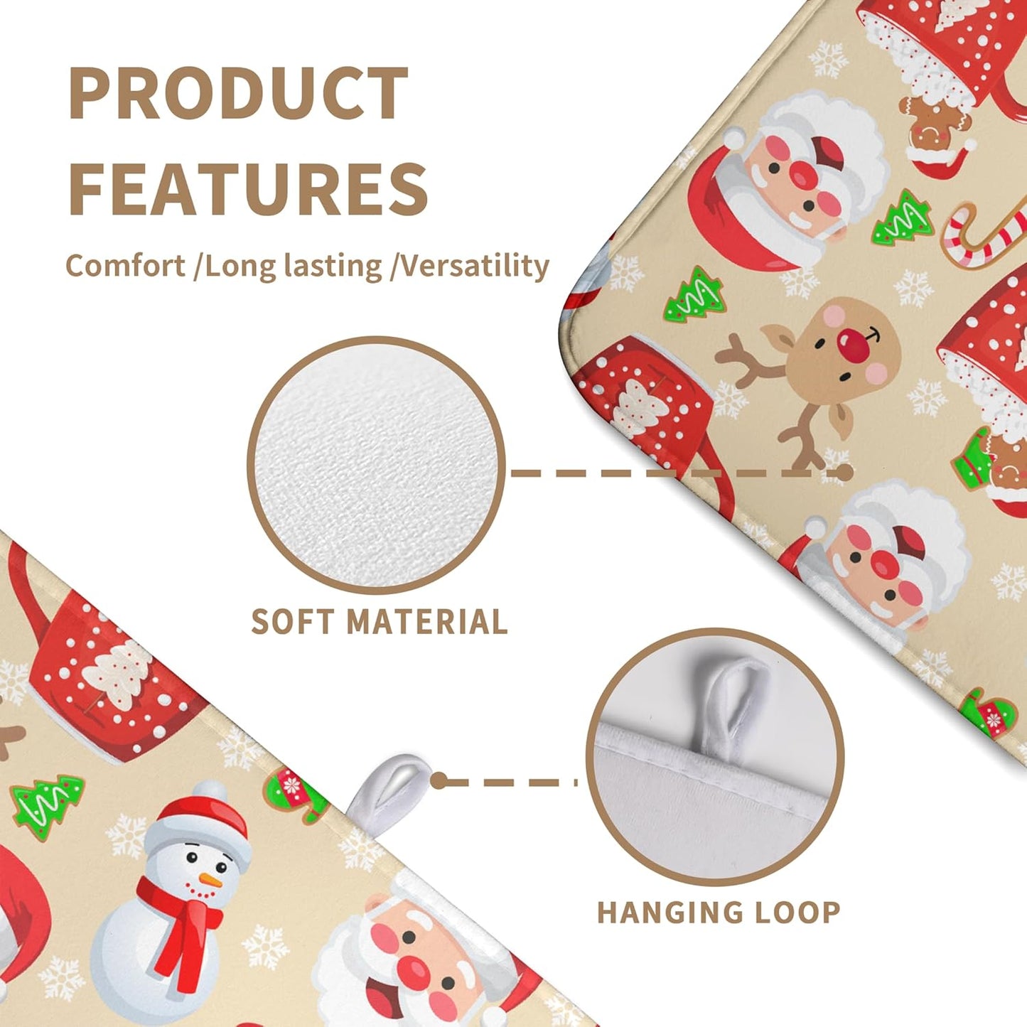 Christmas Gingerbread Man Dish Drying Mat Winter Snowflake Snowman Xmas Kitchen Drying Mat Dish Dryer Mat Absorbent Microfiber Dish Drying Mat Dish Draining Mat for Christmas Decorations 18x24 inch