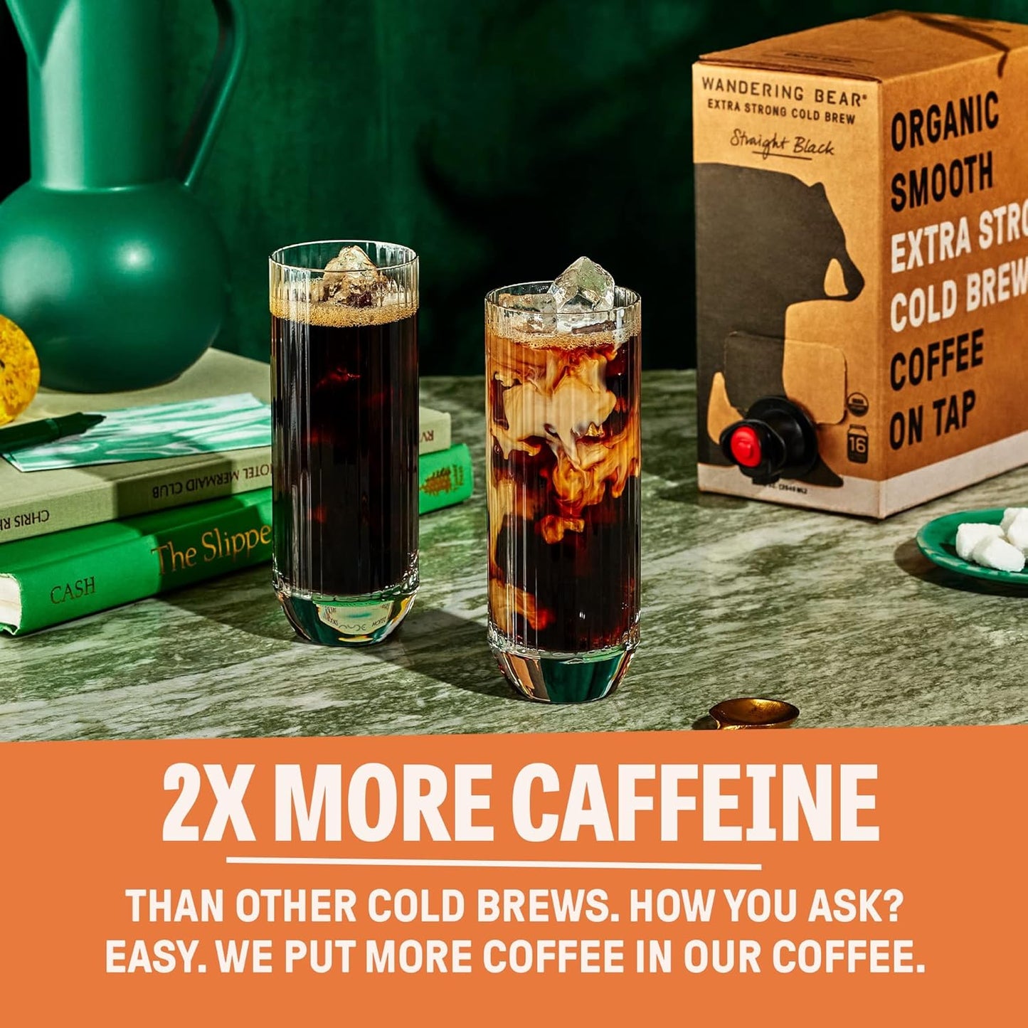 Wandering Bear Organic Hazelnut Cold Brew Coffee On Tap, 96 fl oz - Extra Strong, Bold, Smooth, Unsweetened, Shelf-Stable, Ready to Drink, Gluten Free, & Vegan, Iced Cold Brewed Coffee Drinks