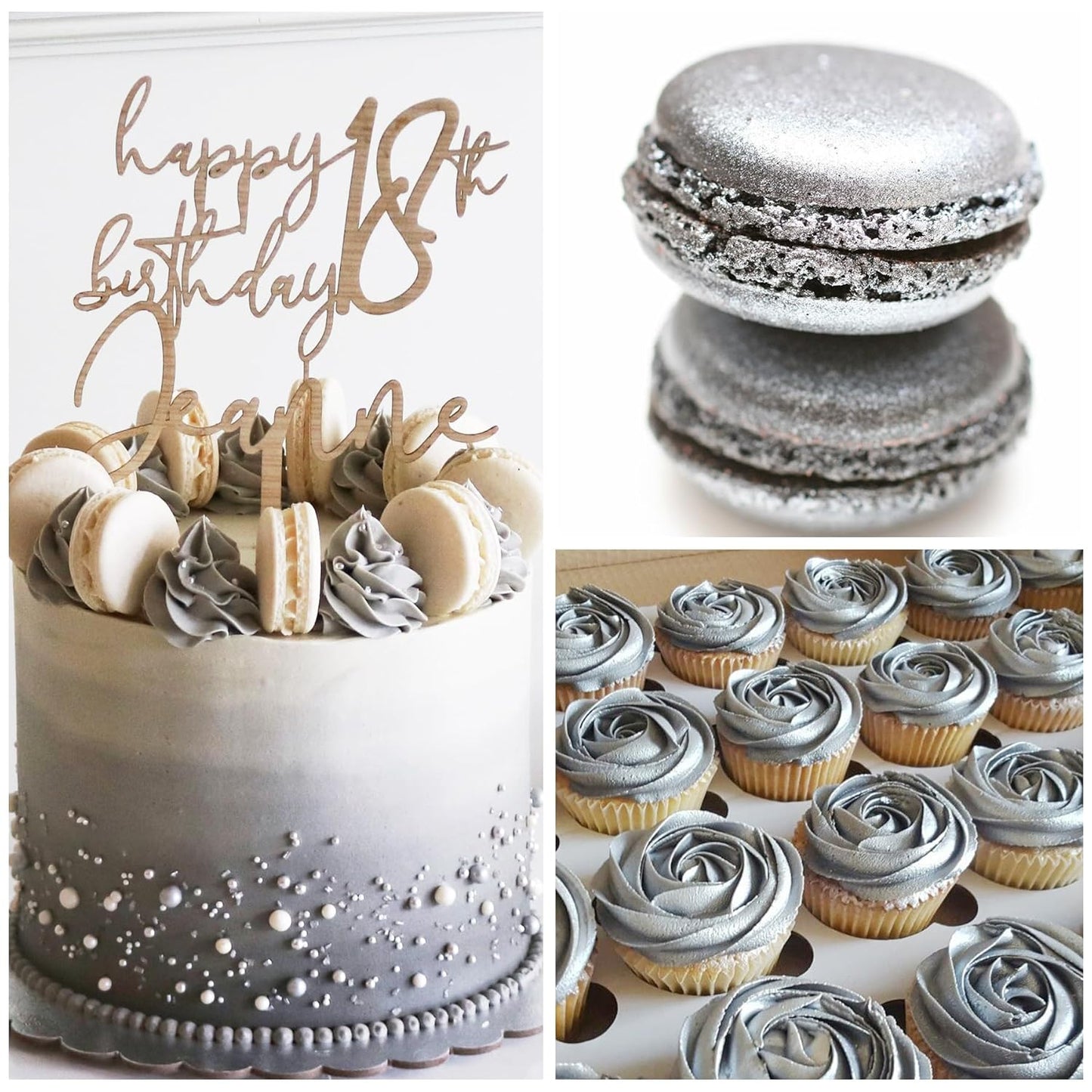 Edible Glitter - 30g Edible Luster Dust Metallic Food Grade Coloring Glitter for Drinks, Baking, Cake Decorating - Edible Dust Powder Shimmer Sprinkle Powder for Icing, Wine, Chocolate, Candy (Silver)