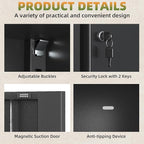 Garage Storage Cabinet with Wheels, Lockable Metal Storage Cabinet - Image 6