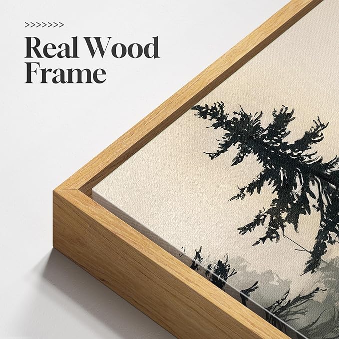 Framed Forest Landscape Nature Wall Art Bedroom, 3 Piece Foggy Pine Tree Lake - Image 5
