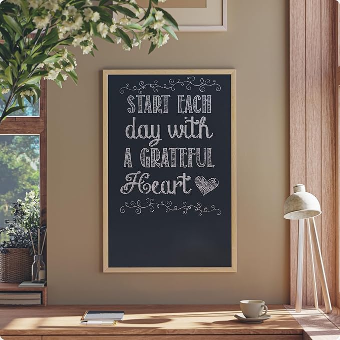 U Brands Chalkboard, Birch Wood Frame, Wall Mountable, Dry Erase Board - Image 6