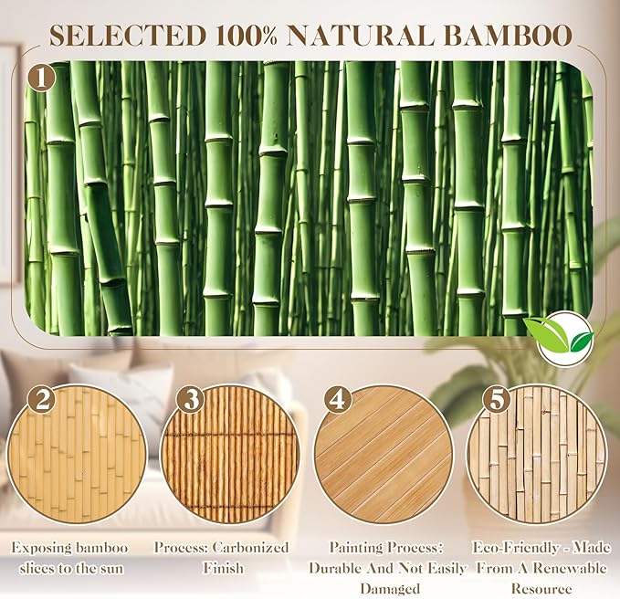 Juexica 2 Pcs Natural Bamboo Wall Panel 16 x 96 Inch Bamboo Covering Renewable - Image 5