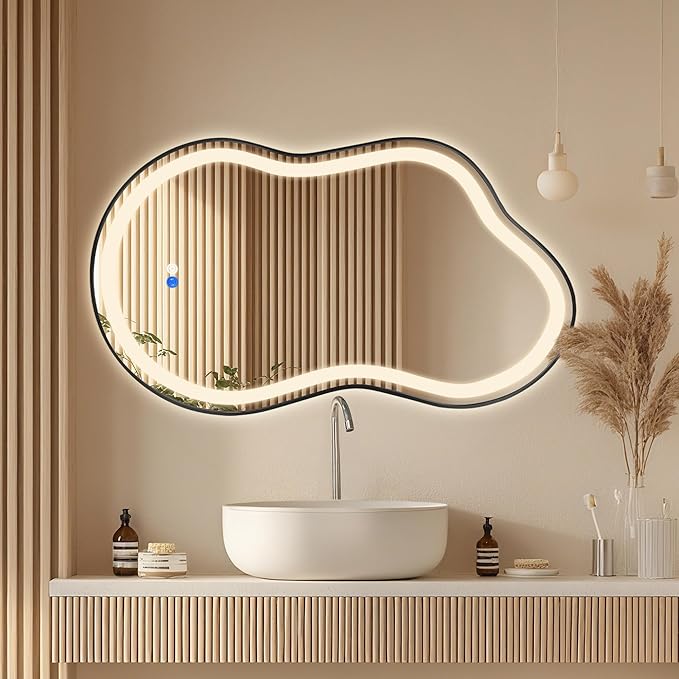 Dorlicecass Irregular Led Bathroom Mirror- Black 24"x36" Single Piece Vanity - Image 2