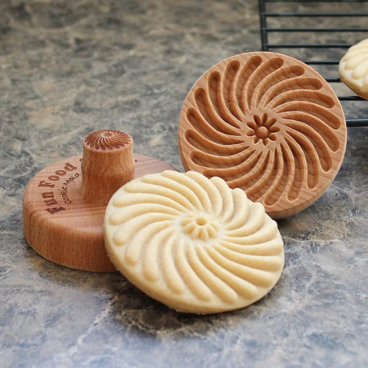 Wood Cookie Stamp, 2.5 Inch (Pinwheel Flower CS-045)